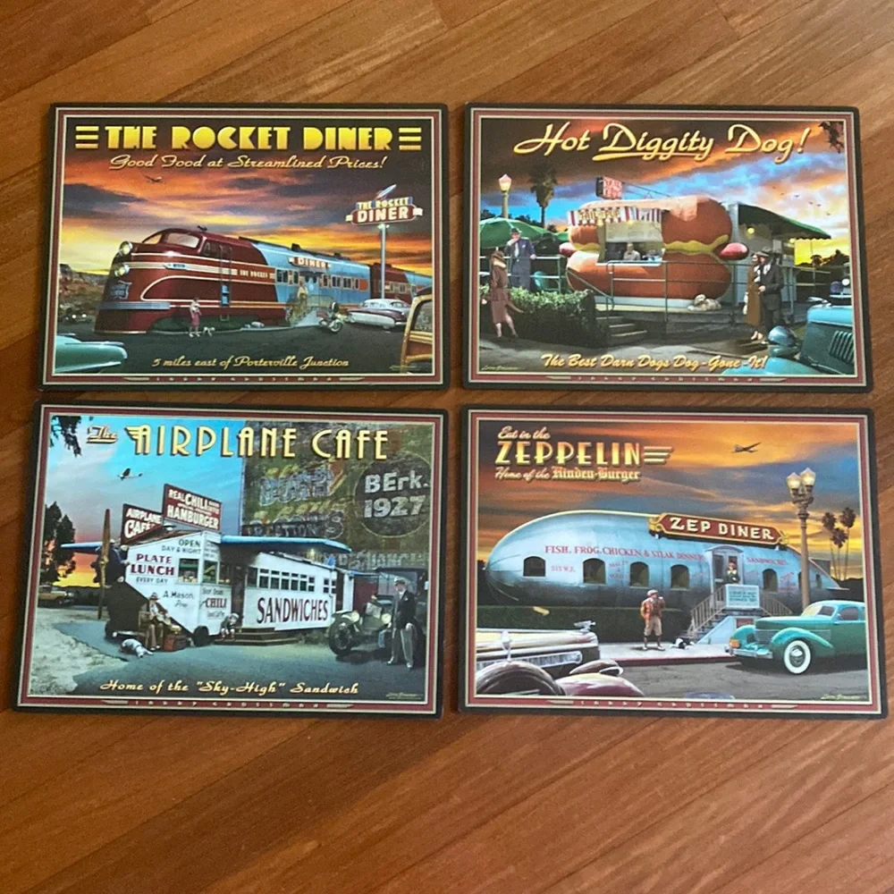 Nostalgic 4 Piece Vintage ‘2013 Diner Placemats by L. Grossman EUC